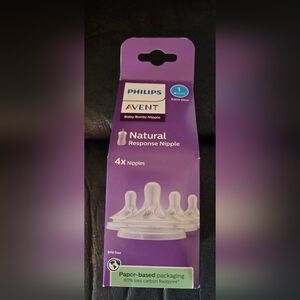 NWT (4) Pack Philips Avent Natural Response Baby Bottle Nipples -size 1 Nipples